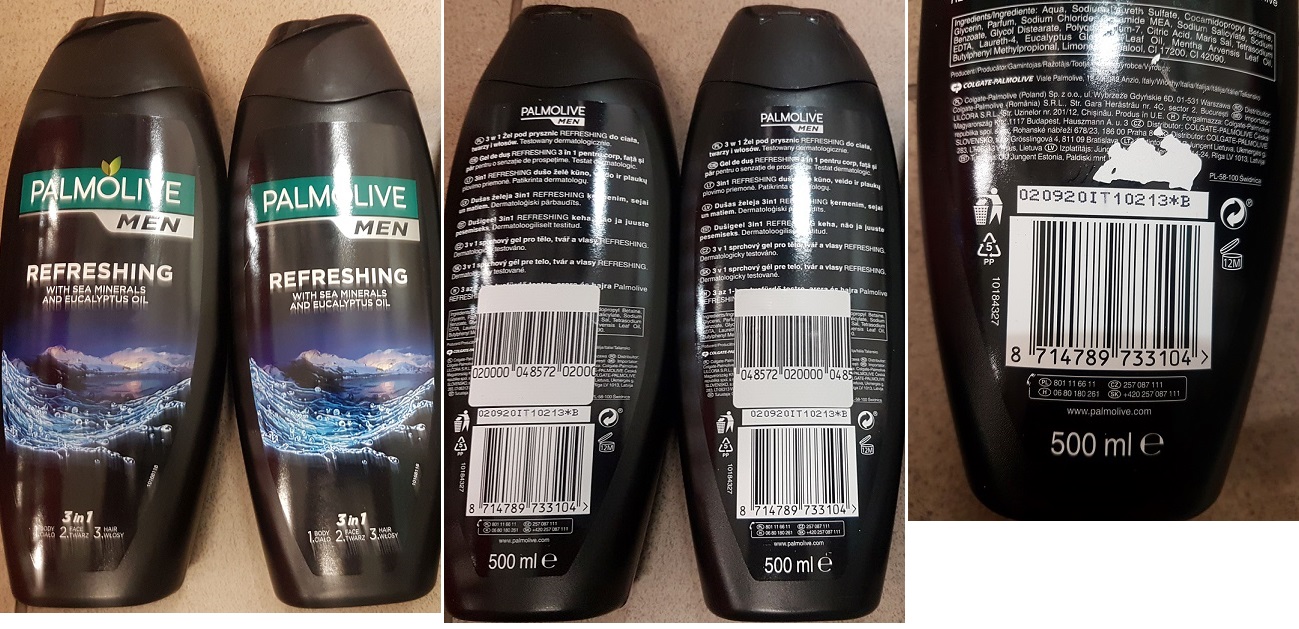 Sprchový krém PALMOLIVE MEN, REFRESHING, WITH SEA MINERALS AND EUCALYPTUS OIL, 3 in 1: Fotografie