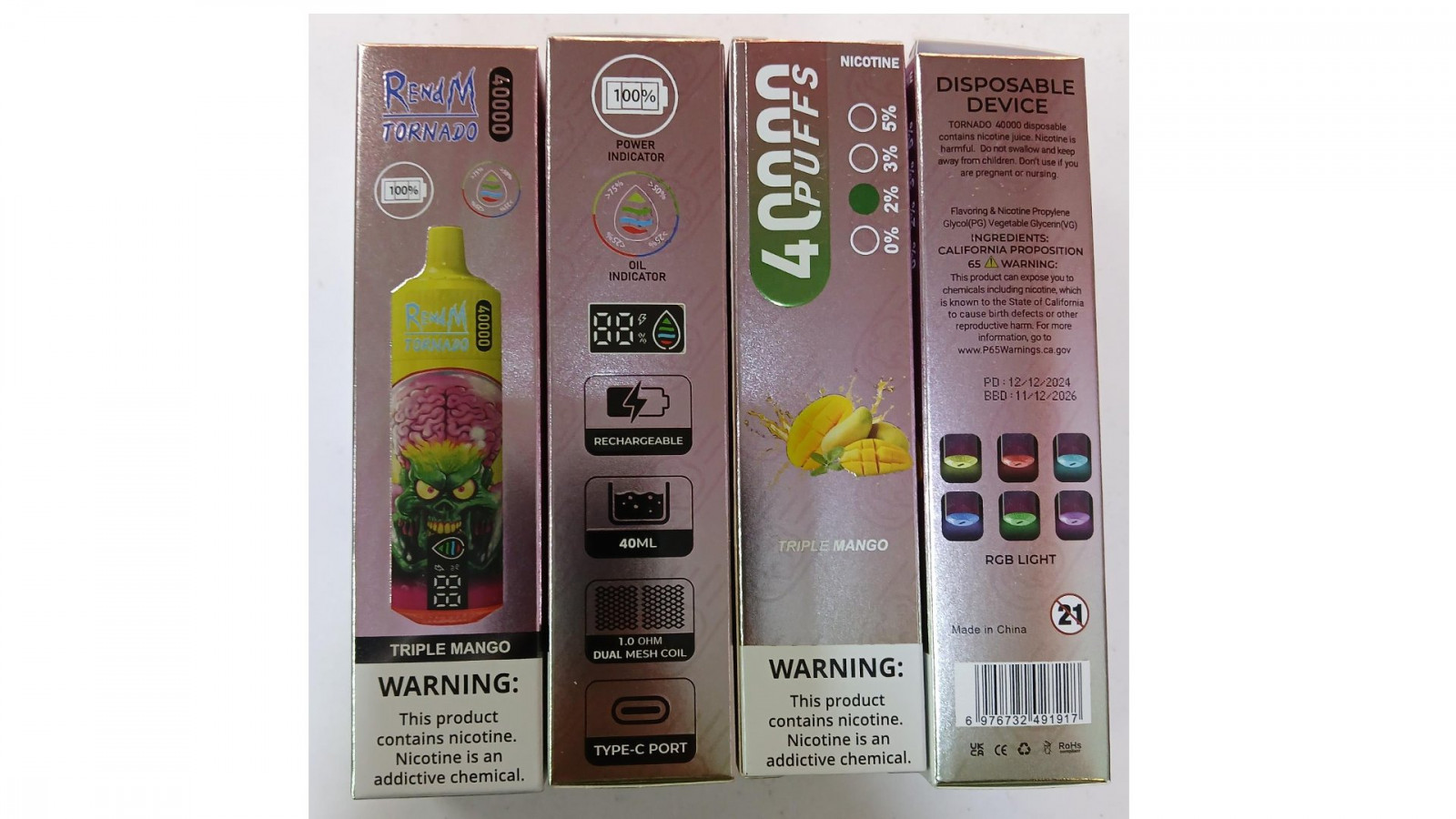 Jednorázová elektronická cigareta zn. REndM TORNADO 40 000: Fotografie