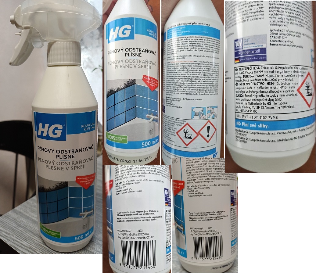HG, Pěnový odstraňovač plísně: Fotografie