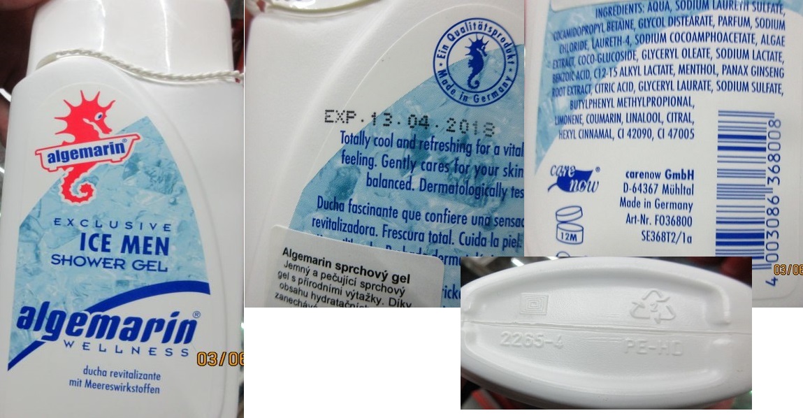 Sprchový gel algemarin® WELLNESS, EXCLUSIVE ICE MEN, SHOWER GEL: Fotografie