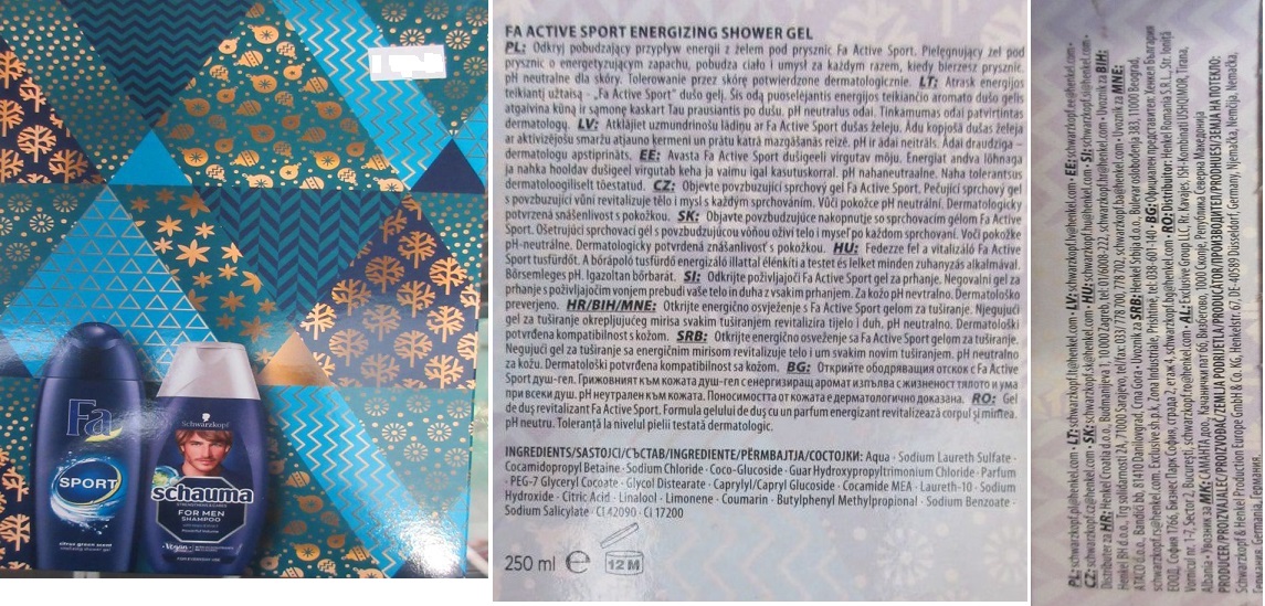 Sprchový gel FA ACTIVE SPORT ENERGIZING SHOWER GEL: Fotografie