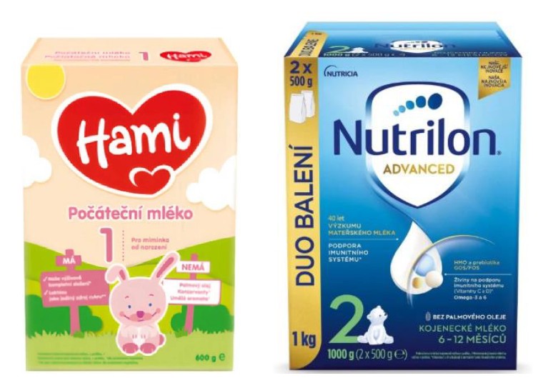 Kojenecká výživa HAMI 1 a NUTRILON ADVANCED 2: Fotografie
