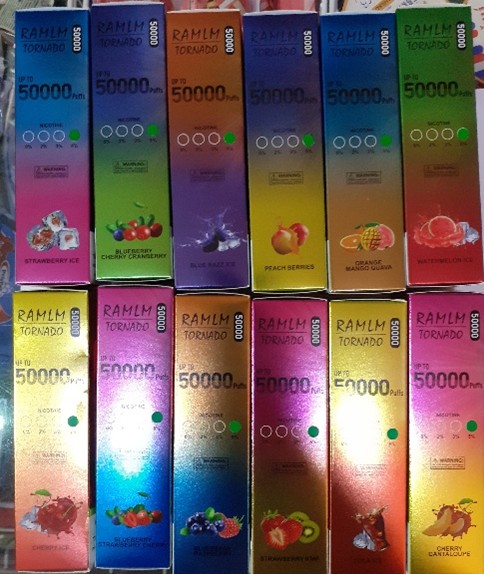 Jednorázová el. cigareta s e liquidem RALM TORNADO 50000, disposable device, různé příchutě: Fotografie č. 5