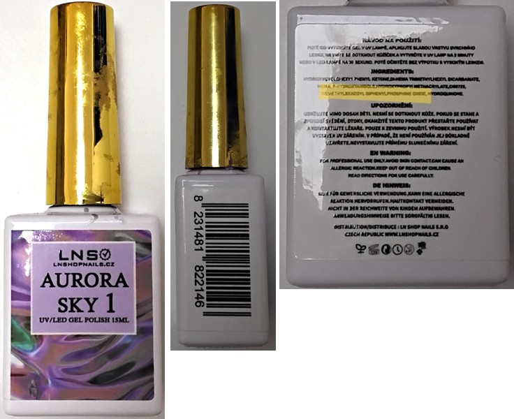 Lak na nehty LNS, LNSHOPNAILS.CZ, AURORA SKY 1, UV/LED GEL POLISH 15ML, 001, 002, 003, 004, 005, 006: Fotografie