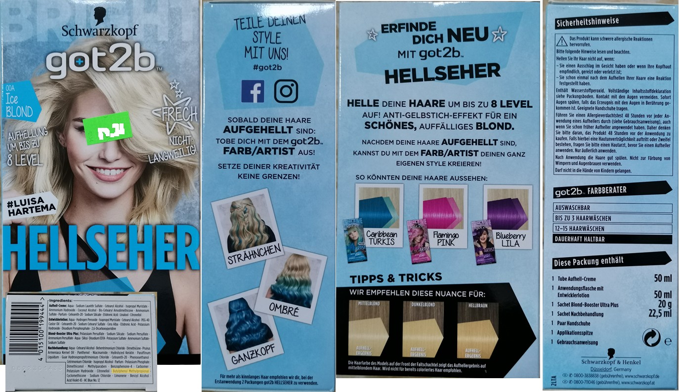 Barva na vlasy Schwarzkopf, got2b, HELLSEHER, 00A Ice BLOND, # LUISA HARTEMA: Fotografie