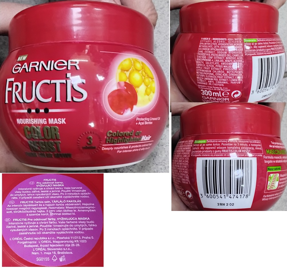 Maska na vlasy GARNIER FRUCTIS NEW, NOURISHING MASK, COLOR RESIST: Fotografie
