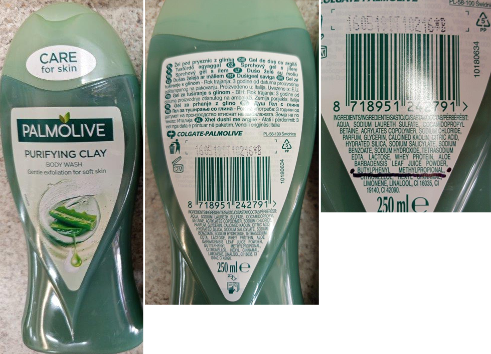 Sprchový gel PALMOLIVE PURIFYING CLAY, BODY WASH, CARE for skin: Fotografie