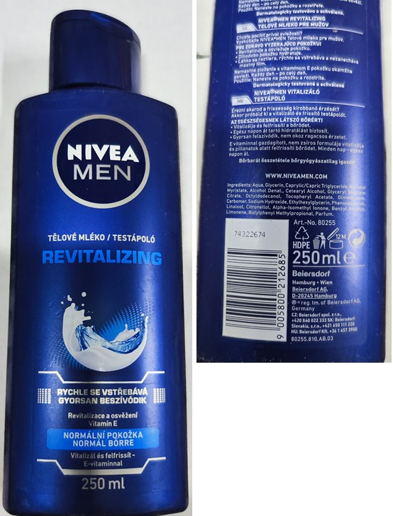 Tělové mléko NIVEA MEN, REVITALIZING: Fotografie