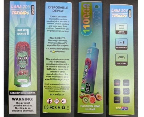 Jednorázová elektronická cigareta zn. LANA JOY TORNADO, 110000 PUFFS, NICOTINE 5 %, objem: 65 ml: Fotografie č. 1
