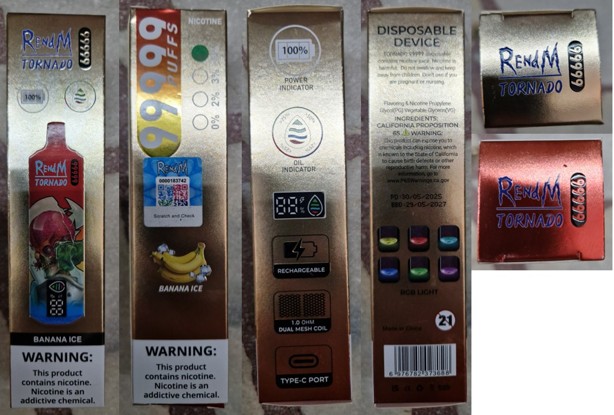 Jednorázová elektronická cigareta zn. RENdM TORNADO, 99999 PUFFS, NICOTINE 5 %: Fotografie